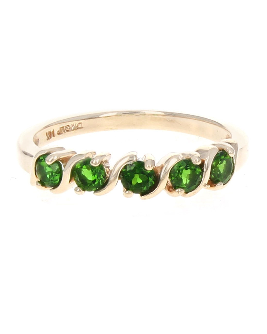Chrome Diopside S Band Ring in Gold