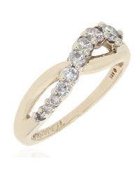 Diamond Crossover Ring in Yellow Gold