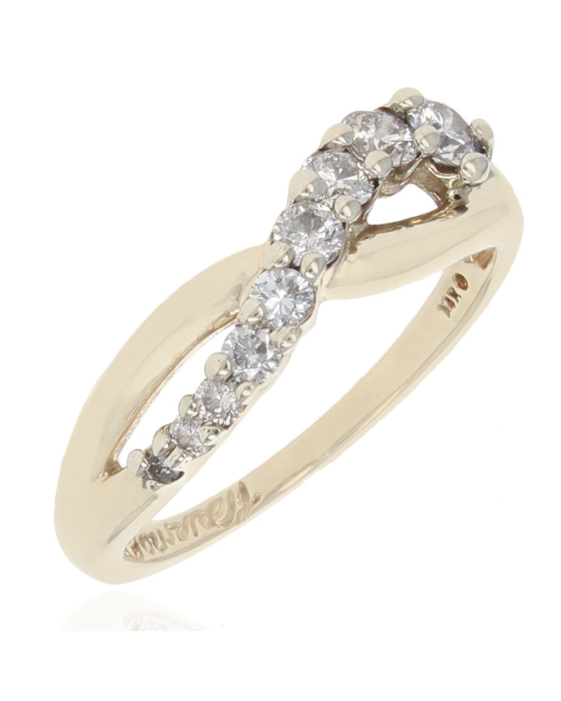 Diamond Crossover Ring in Yellow Gold