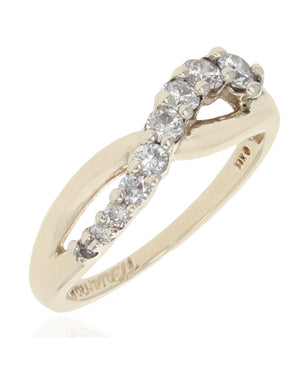 Diamond Crossover Ring in Yellow Gold