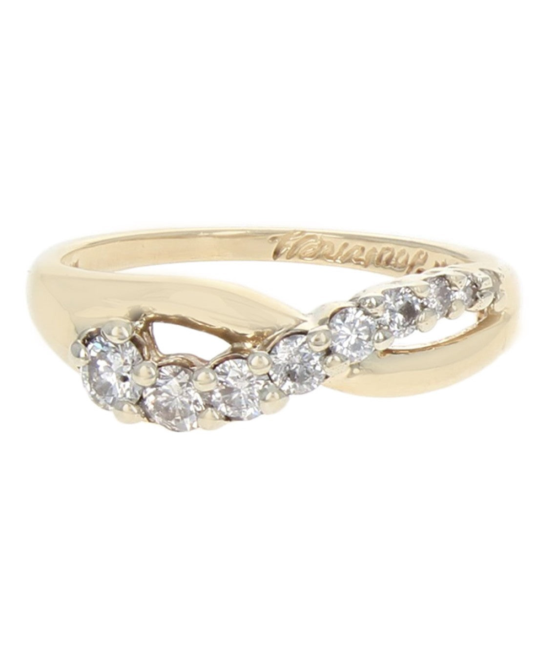 Diamond Crossover Ring in Yellow Gold