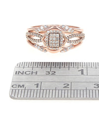 Pave Diamond Halo Crossover Ring in Rose Gold