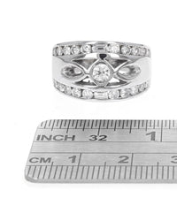 Round and Baguette Diamond Cut Out Ring