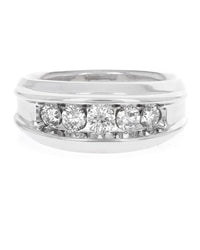 Gentlemens 5 Stone Diamond Tapered Ring
