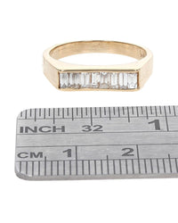 Diamond Flat Top Band in Yellow Gold