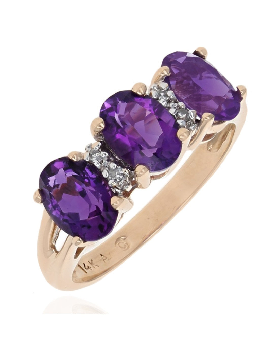 Amethyst and Diamond Accent Ring in White and Yellow Gold