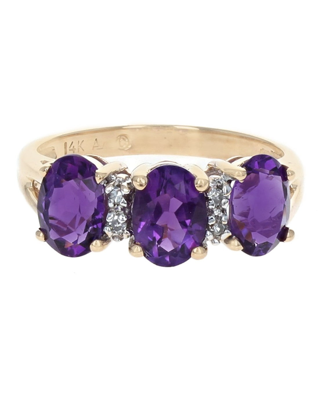 Amethyst and Diamond Accent Ring in White and Yellow Gold