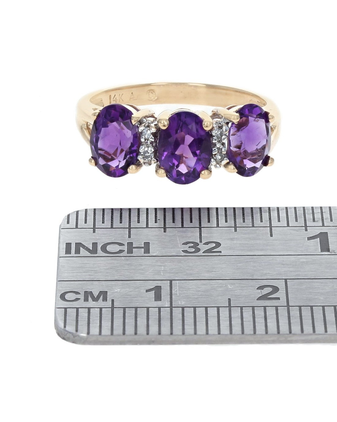 Amethyst and Diamond Accent Ring in White and Yellow Gold