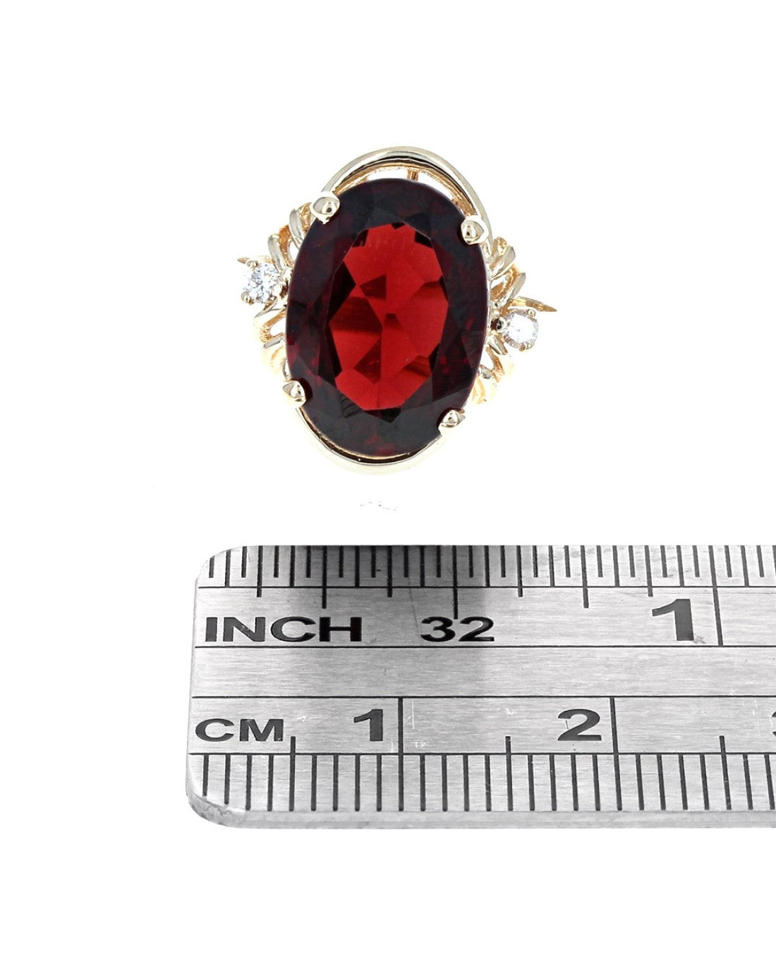 Pyrope Garnet and Diamond Accent Ring in Yellow Gold