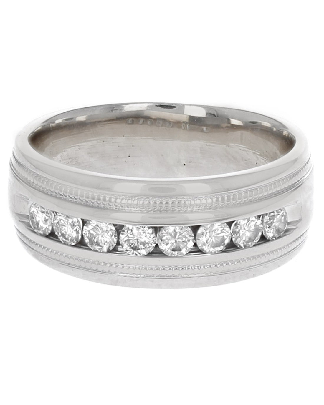 Diamond Milgrain Accent Band in White Gold