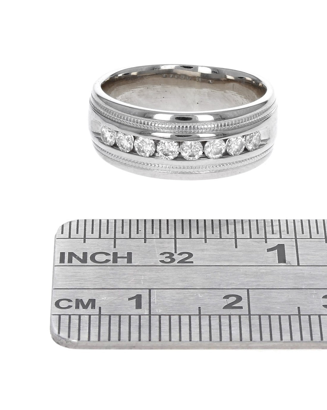 Diamond Milgrain Accent Band in White Gold