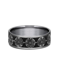 12 Gauge Bullet Back Pattern Comfort Fit Band in Tantalum and Titanium