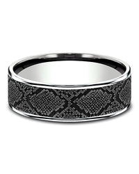 Gentlemen's Snakeskin Pattern Comfort Fit Band in White Gold and Tantalum