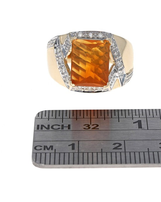Mexican Fire Opal and Diamond Fashion Ring