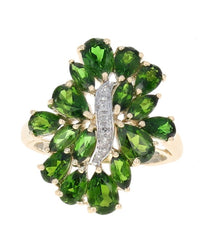 Chrome Diopside and Diamond Accent Cocktail Ring