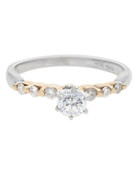 Diamond Engagement Ring in White and Yellow Gold