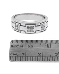 Gentlemen's Diamond Etched Band in White Gold