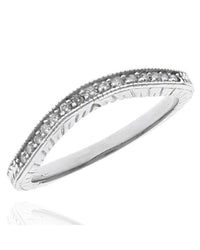Diamond Etched Milgrain Ring Guard in White Gold