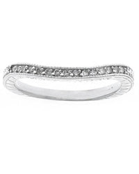 Diamond Etched Milgrain Ring Guard in White Gold