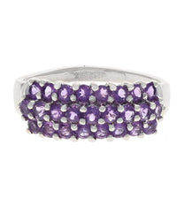 3 Row Amethyst Ring in White Gold