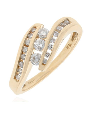 Diamond Bypass Ring in Yellow Gold