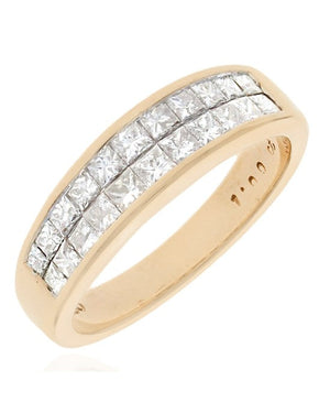 2 Row Princess Diamond Tapered Band