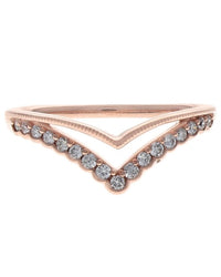 Rose Gold Milgrain Chevron Wedding Band