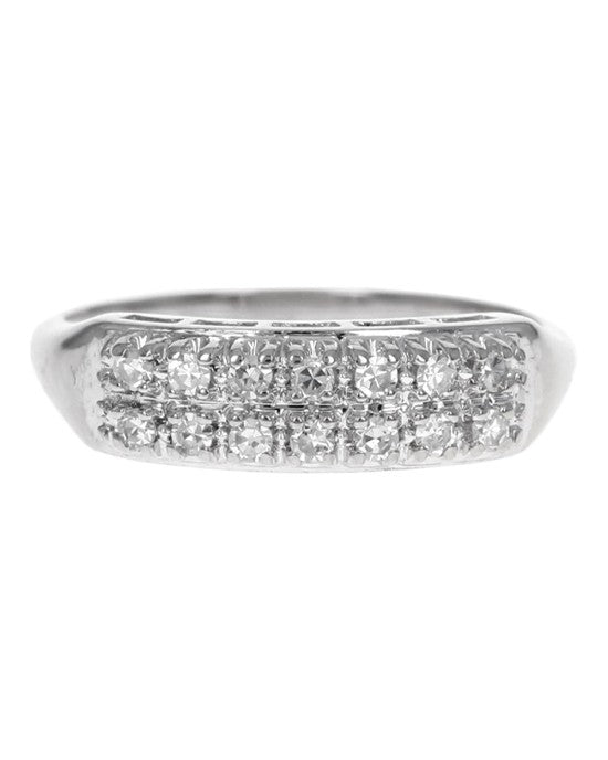 2 Row Diamond Ring in White Gold