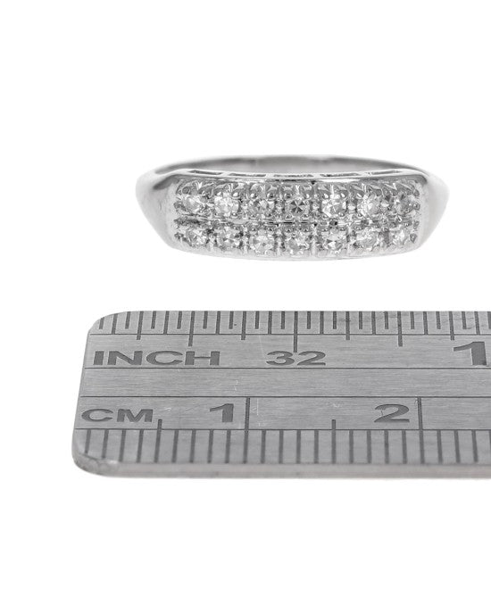 2 Row Diamond Ring in White Gold