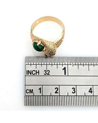 Chrysoprase and Ruby Snake Ring in Yellow Gold