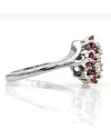 Ruby and Diamond Flower Bypass Ring in White Gold