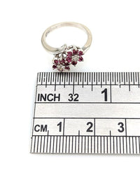 Ruby and Diamond Flower Bypass Ring in White Gold