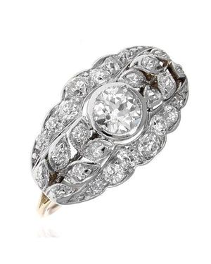 European Diamond Scalloped Edge Ring