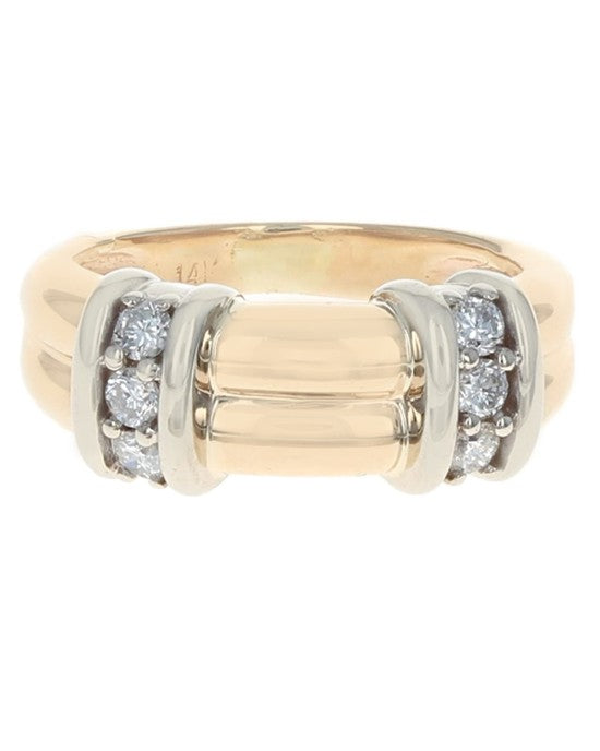 Diamond Station Fluted Tapered Ring