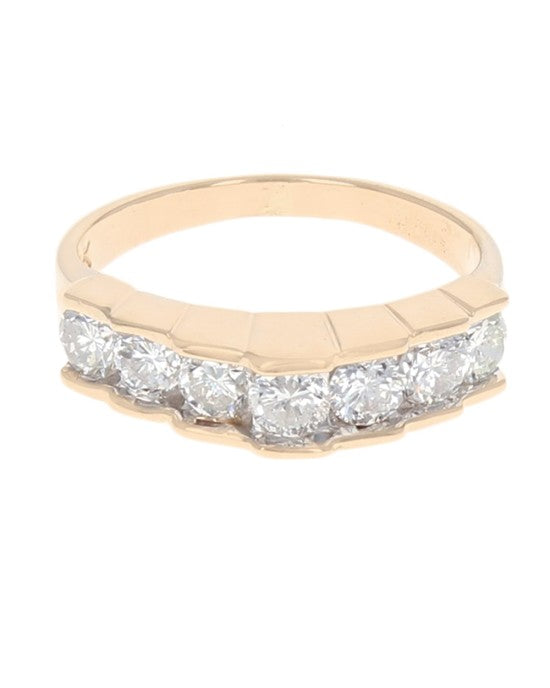 Diamond Step Cut Side Ring in Yellow Gold