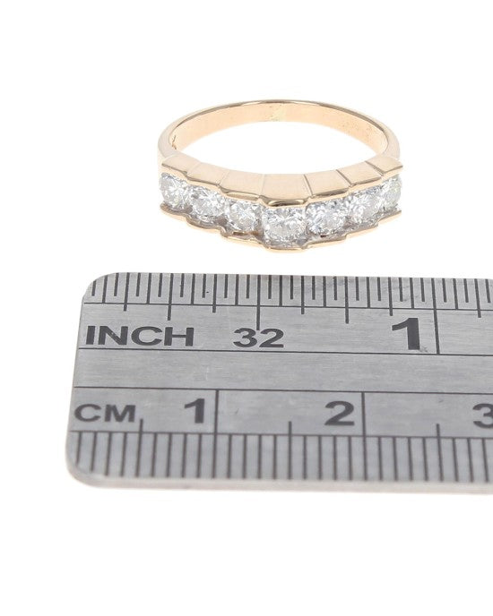 Diamond Step Cut Side Ring in Yellow Gold