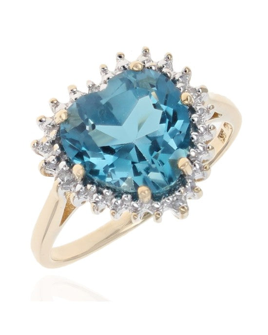 London Blue Topaz and Diamond Accent Ring in White and Yellow Gold