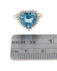 London Blue Topaz and Diamond Accent Ring in White and Yellow Gold
