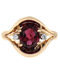 Garnet and Diamond Accent Ring in Yellow Gold