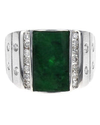 Gentleman's Jadeite Panel and Diamond Ring