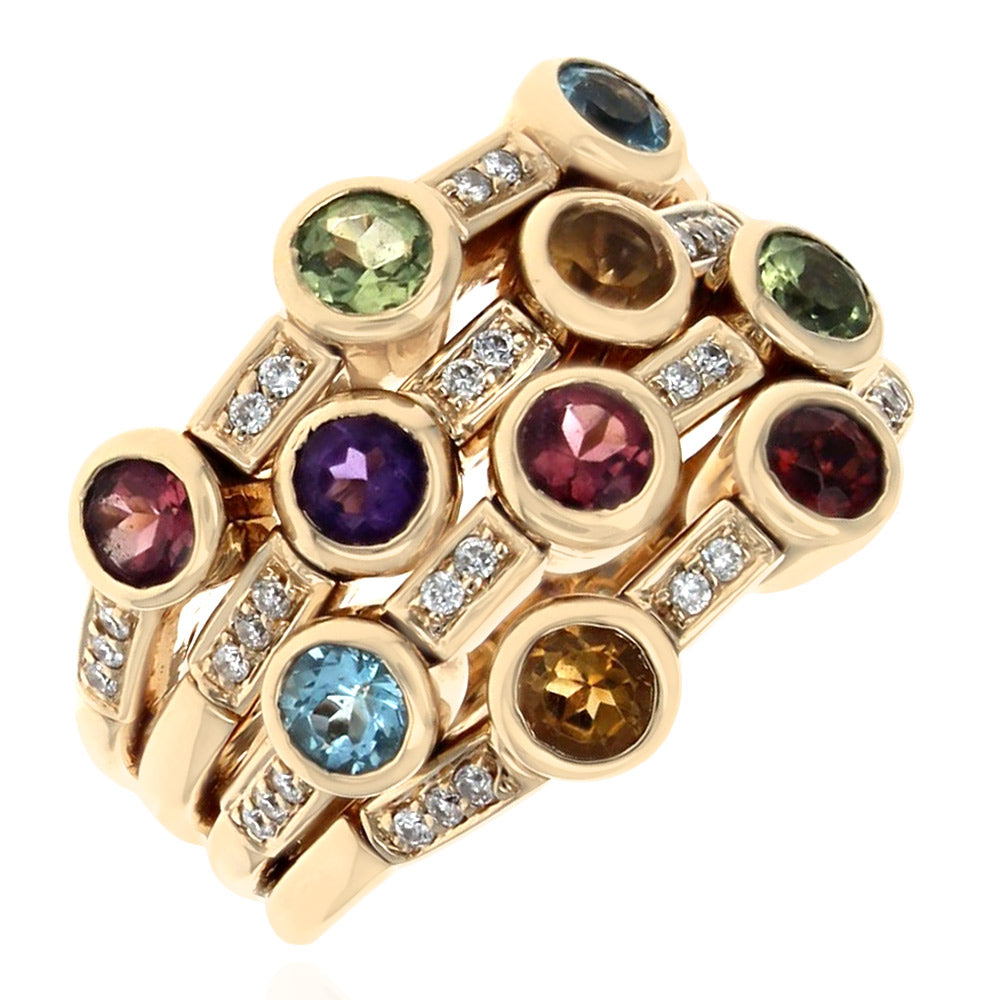 Sonia B. Multi Gemstone Flex Ring in Yellow Gold