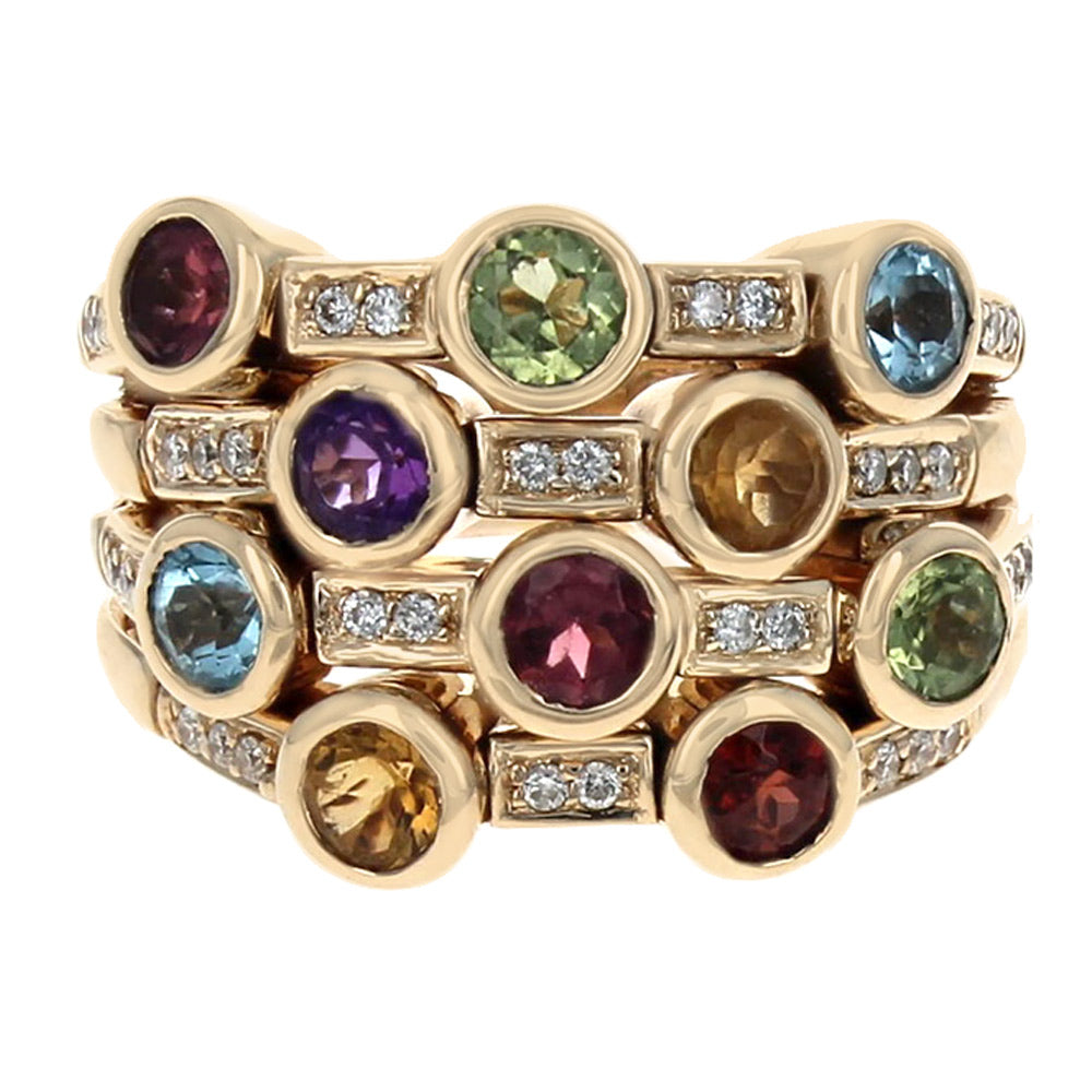 Sonia B. Multi Gemstone Flex Ring in Yellow Gold