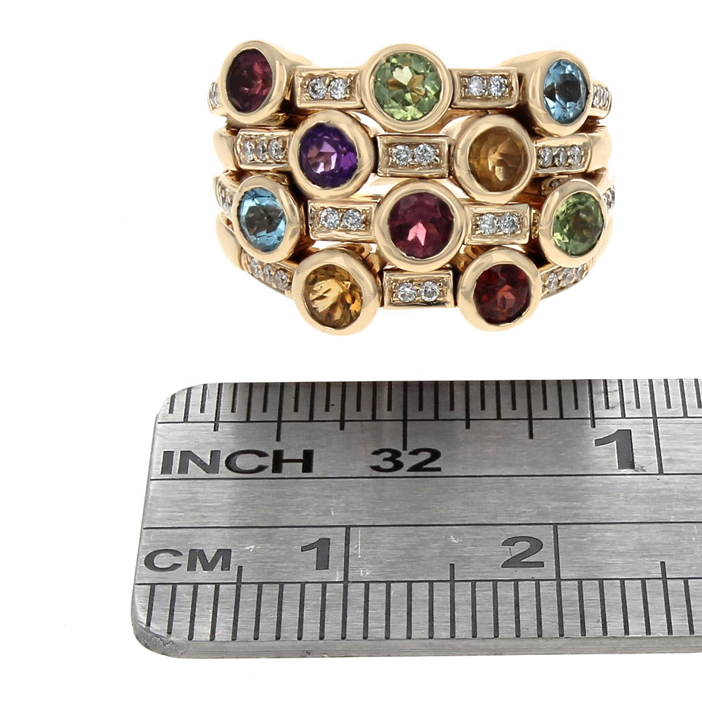 Sonia B. Multi Gemstone Flex Ring in Yellow Gold