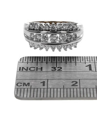3-Row Diamond Ring in White and Yellow Gold