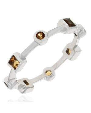 Alternating Round and Square Citrine Stack Ring