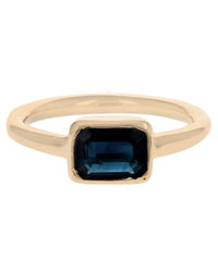 Horizontal Set Sapphire Solitaire Ring