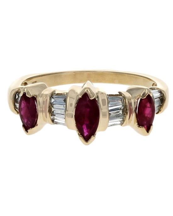 Alternating Diamond and Ruby Ring