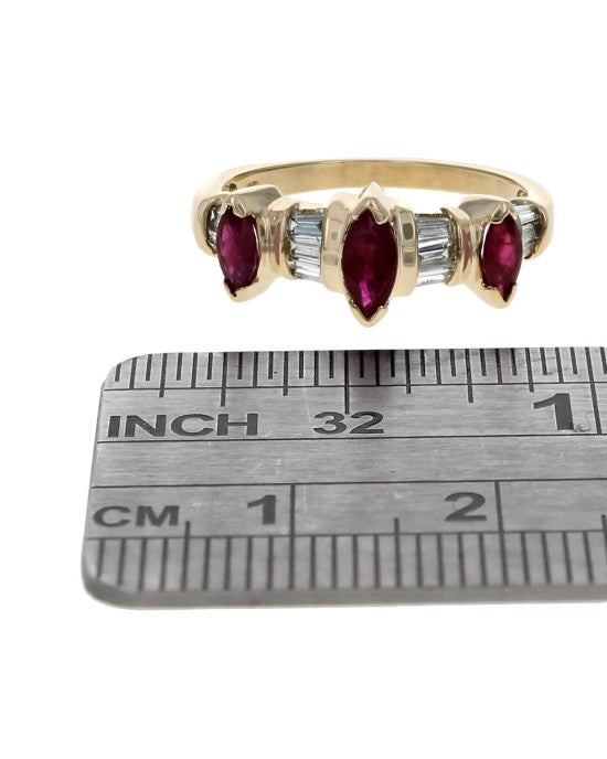 Alternating Diamond and Ruby Ring
