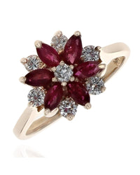 Diamond and Ruby Starburst Ring