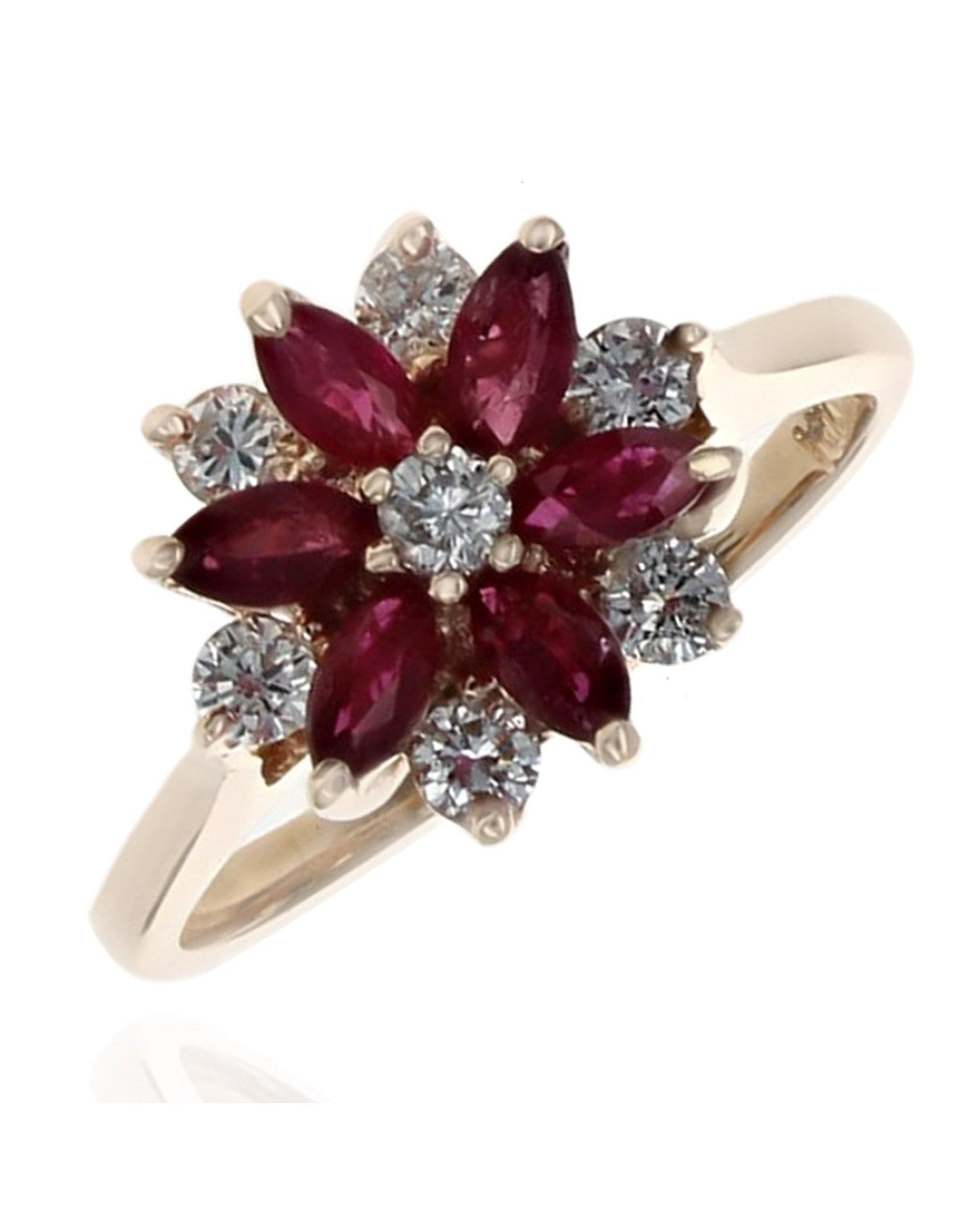 Diamond and Ruby Starburst Ring